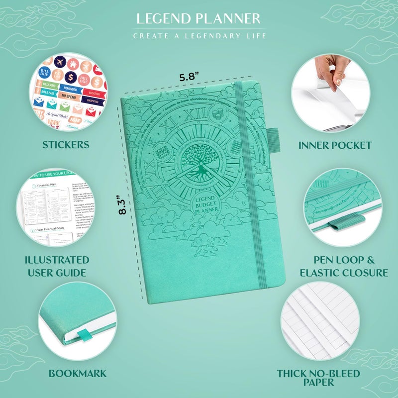 Legend Planner Legend Budget Planner â€“ Financial Organizer Book. Money Account & Expense Tracker Notebook Journal for Household Monthly Budgeting (Mint Green) - Image 2